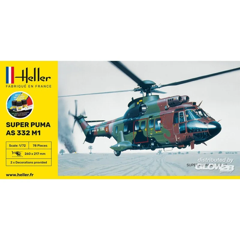 Heller Model kit STARTER KIT SUPER PUMA AS332 M1 78 pieces 1:72