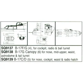 Boeing B-17F Flying Fortress/Boeing B-17G Flying Fortress canopy radio room window and ball turret (designed to be assembled wit
