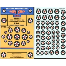 US National Insignia PT-1 1919-1942 Star with Red Centre 6 sizes