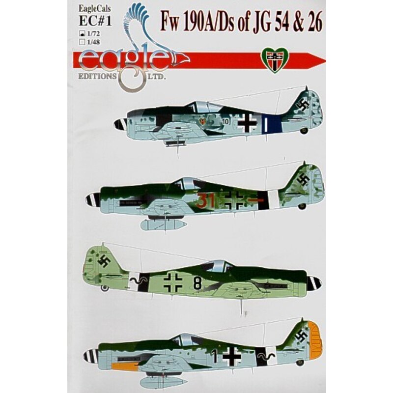 Focke Wulf Fw 190A/D of JG54 and 26 (4) A-8 Black 10 StabIII. JG54 D-9 Brown 31 7/JG26 (II Gruppe) Black 8 14/JG26 (IV Gruppe) B