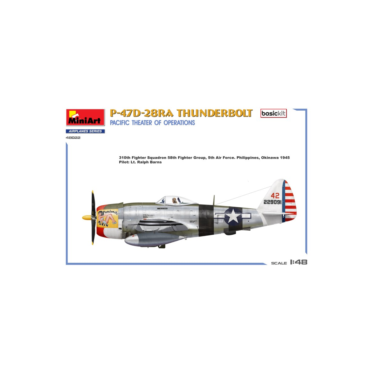 MINI48022 MINIART 48022 MODEL P-47D-28RA THUNDERBOLT. PACIFIC THEATER OF OPERATIONS. BASIC KIT 1/48