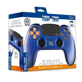 PS4 LED Wireless Controller - Happy Cash - Blue Metal 