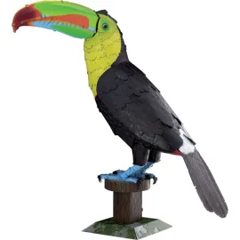MetalEarth Animals: TOUCAN 8.7x8.7x13.5cm, 3D metal model with 3 leaves, on 12x17cm card, 14+ 