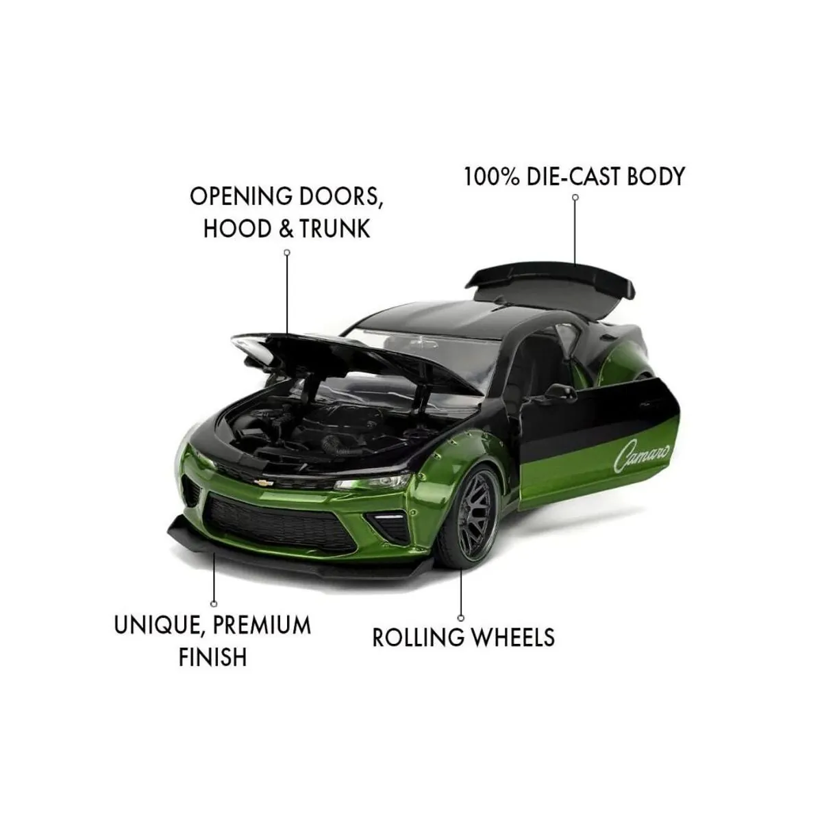 1:24 CHEVROLET CAMARO SS WB CANDY GREEN PINK SLIPS 2016 Diecast model car