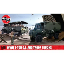 AIRFIX A03306A MODEL WWII 3-TON 4X4 GENERAL SERVICE & TROOP TRUCKS 1/76 