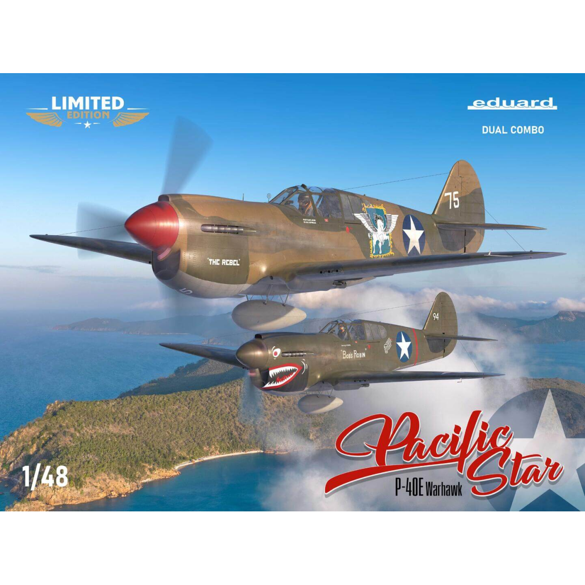 EDUARD: 1/48; PACIFIC STAR P-40E Warhawk DUAL COMBO - The Limited edition kit of the US fighter aircraft P-40E Warhawk Model air