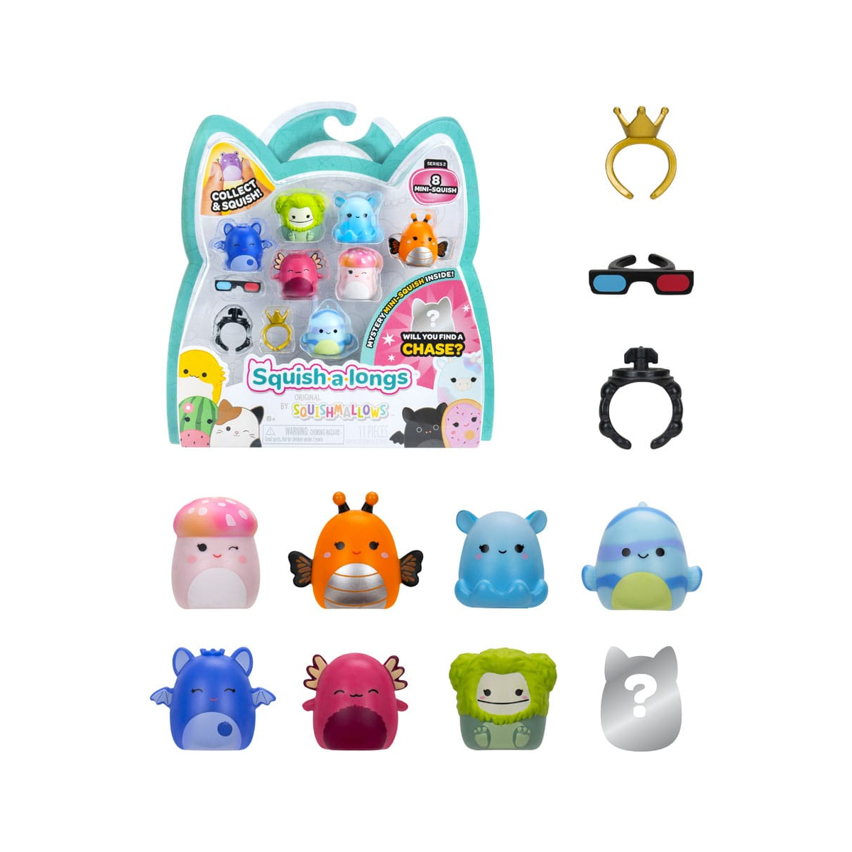 Squishmallows - Squish-a-longs Set of 8 Minifigures Series 2 Style 2 2.5 cm Figurines
