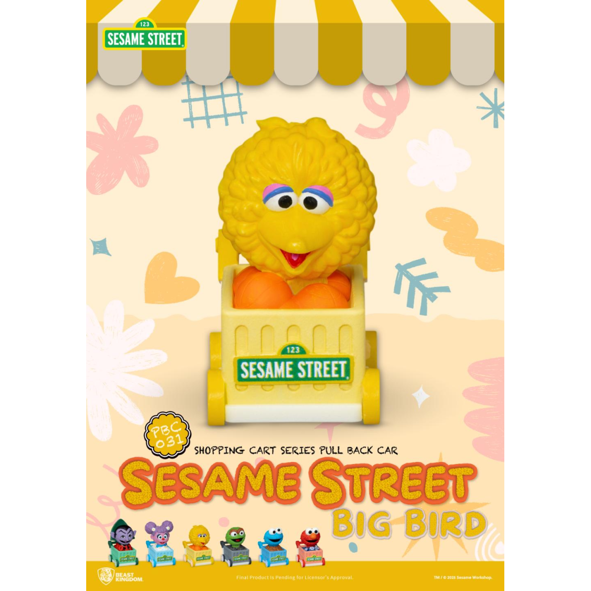 BM-249396 SESAME STREET - Shopping Cart Pull Back Car - Set 6 Fig. Blind Box 5cm