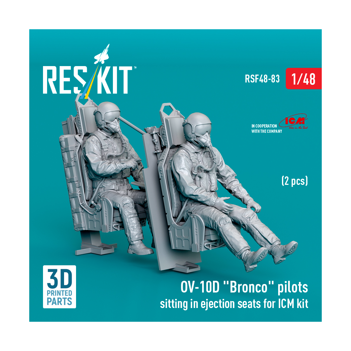 OV-10D 'Bronco' pilots sitting in ejection seats for ICM kit (2 pcs) (3D Printed) ResKit