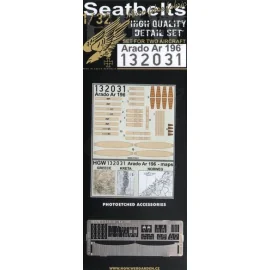 Arado Ar 196A seat belts. 2 sets of fabric belts with etched buckles (for Revell kits)