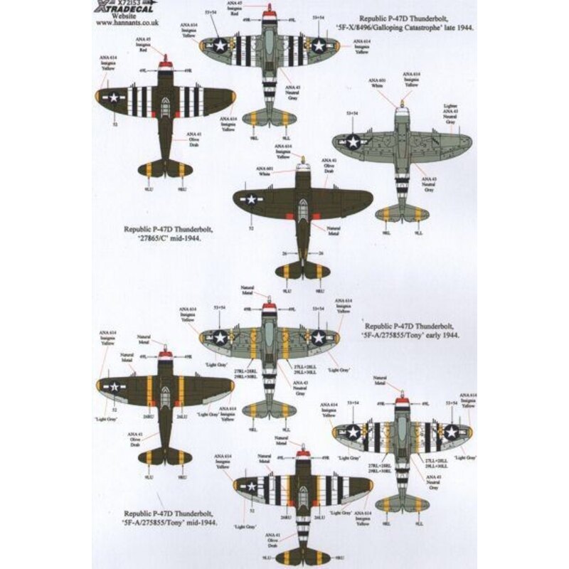Republic P-47D Thunderbolts. They Also Serve. War Weary Bomber Formation Monitors and 5th Emergency Rescue Squadron (12) 41-6380