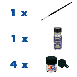 Pack with 4 paints, brush and glue 